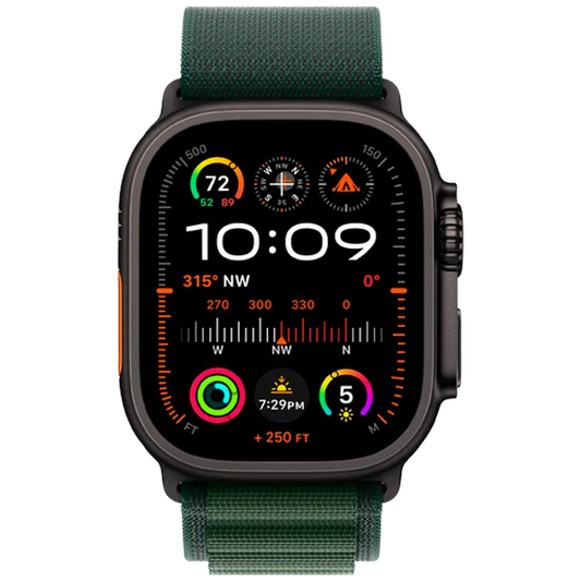 Apple Watch Ultra 2 Noir (Bracelet En Nylon Vert Foncé L)