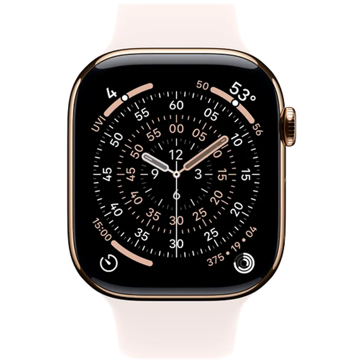 Apple Watch Series 11 46mm 5G Or Titanium (Rose Pâle Bracelet En Silicone S/M)
