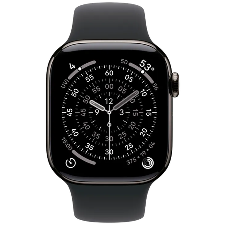 Apple Watch Series 11 42mm 5G Leisteen Titanium (Bracelet En Silicone Noir M/L)