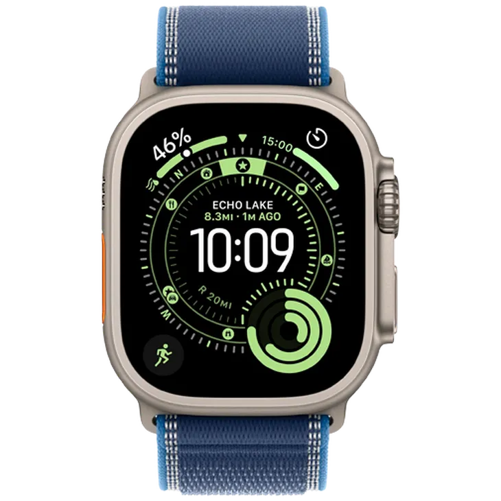 Apple Watch Ultra 3 49mm Titanium (Bracelet En Tissu Bleu M/L)