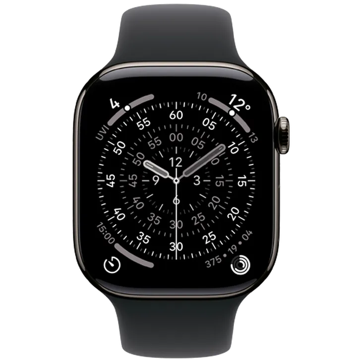 Apple Watch Series 11 46mm 5G Ardoise Titanium (Bracelet En Silicone Noir S/M)