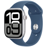 Apple Watch Series 10 4G 42mm Argent (Bracelet En Silicone Bleu M/L)