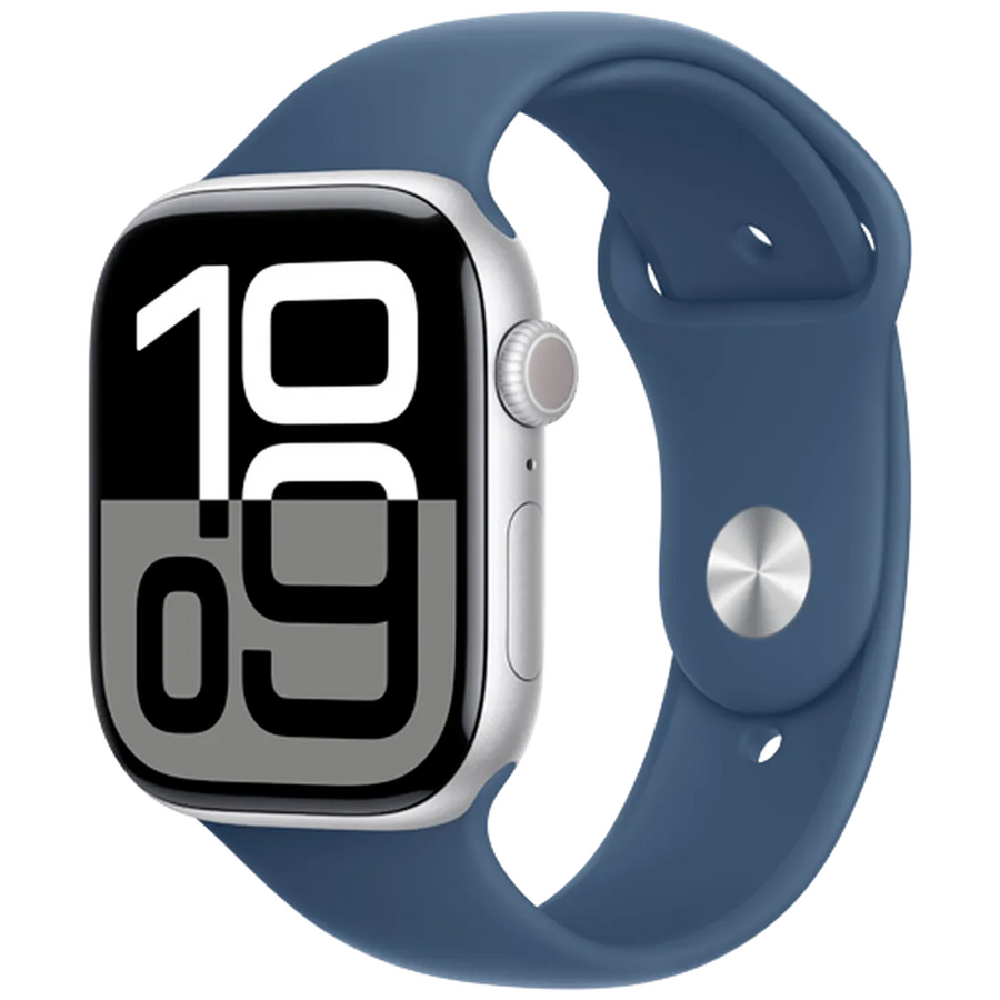 Apple Watch Series 10 4G 42mm Argent (Bracelet En Silicone Bleu M/L)